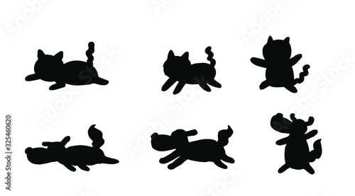 cat and dog activities silhouette. cartoon vector.
