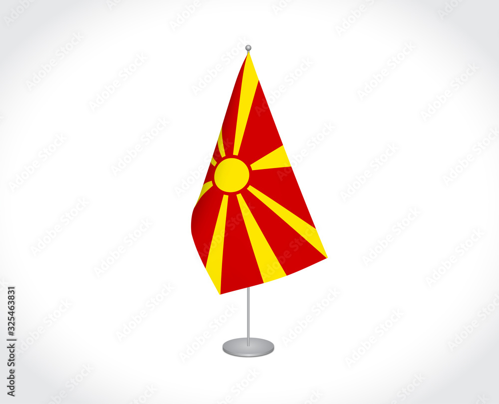 Obraz premium North Macedonia flag on white background