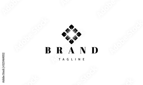 Vector logo on which the abstract image of the solar panel through which the sun breaks through.