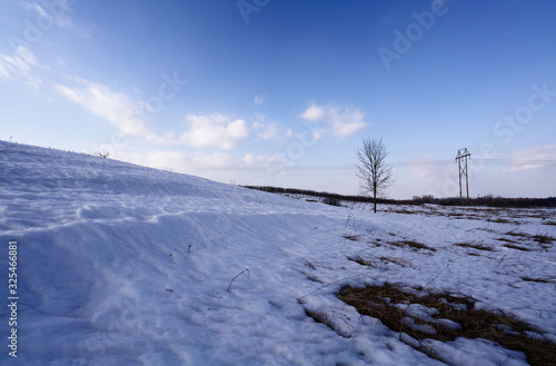 Fototapeta Naklejka Na Ścianę i Meble -  winter landscape with snowy trees and blue sky