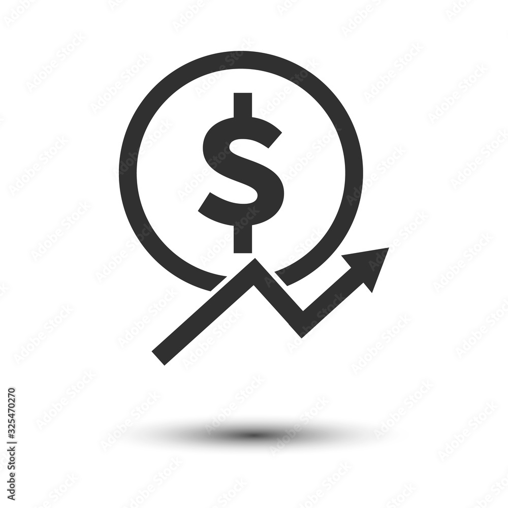 Graph icon dollar icon isolated on white background. Vector illustration. Graph icon dollar icon isolated on white background. Vector illustration.