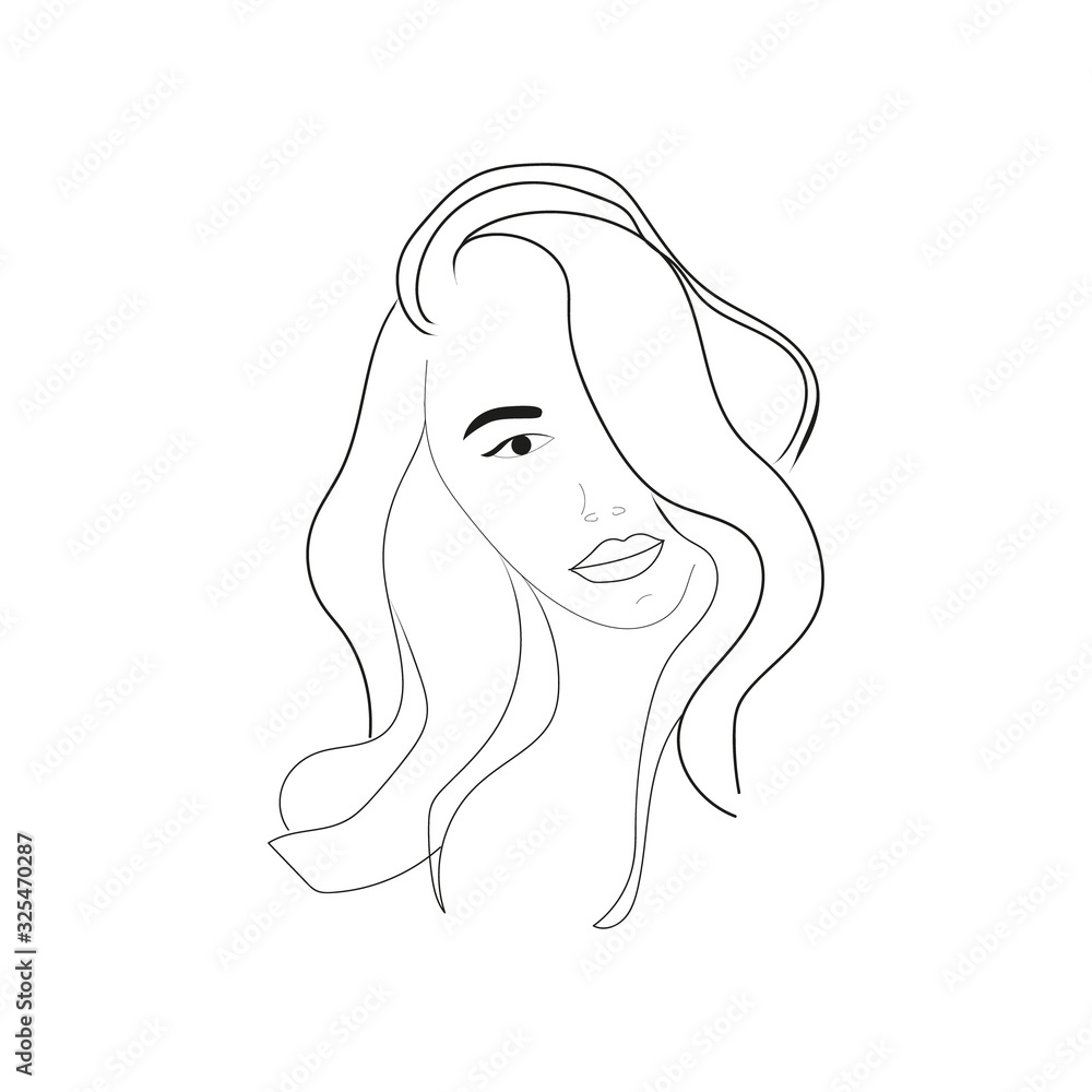 Fantasy Beautiful Woman Portrait with Long Wavy Hair Fantasy Beautiful Woman Portrait with Long Wavy Hair