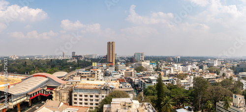 Aerial View of Skyscrapers in Downtown Bangalore With Train Stration in the Foreground