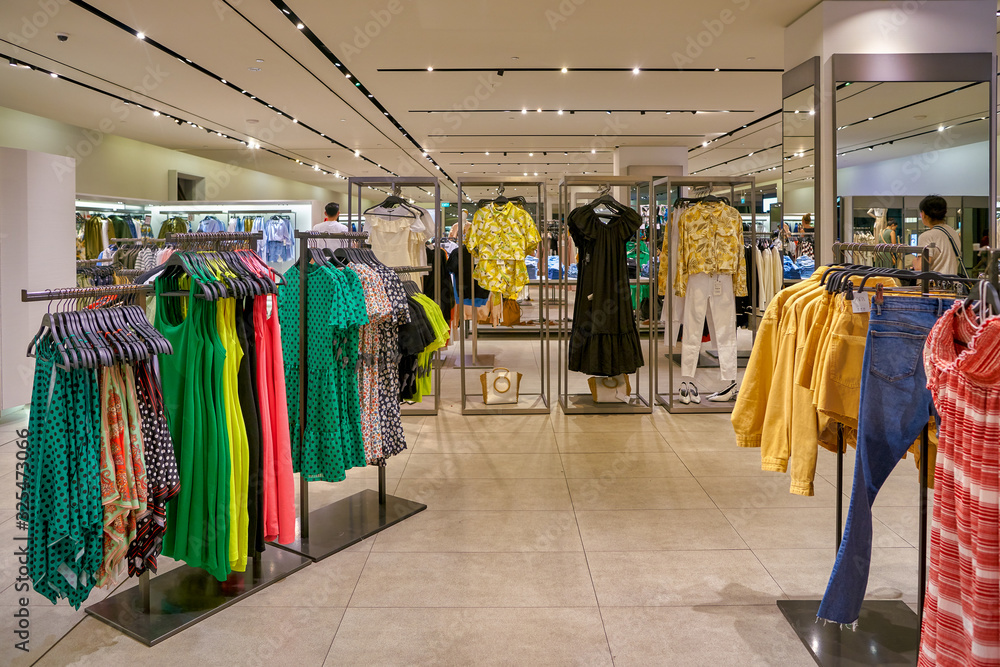 SINGAPORE CIRCA APRIL, 2019 clothes on display at Zara store in the