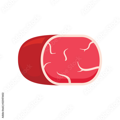 Smoked ham flat icon. Vector Smoked ham in flat style isolated on white background. Element for web, game and food meat advertising