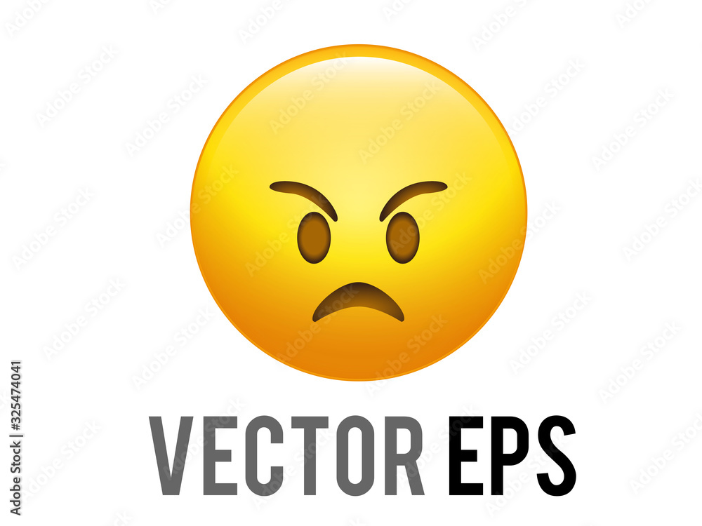 Fototapeta premium Vector gradient yellow angry, upset, disappointed face emoji icon