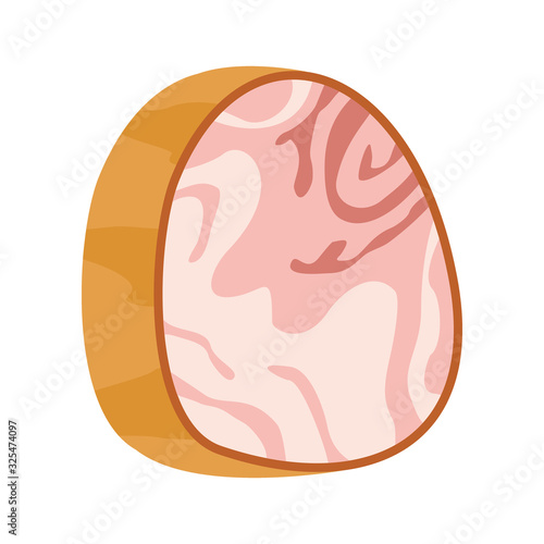 Dried ham flat icon. Vector Dried ham in flat style isolated on white background. Element for web, game and food meat advertising