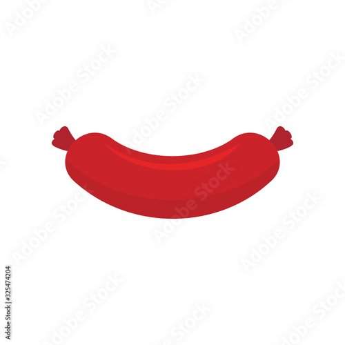Frankfurter sausage flat icon. Vector Frankfurter sausage in flat style isolated on white background. Element for web, game and food meat advertising