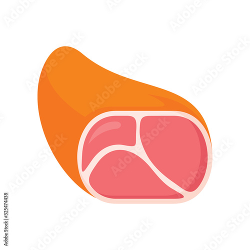 Dried pork ham flat icon. Vector Dried pork ham in flat style isolated on white background. Element for web, game and food meat advertising
