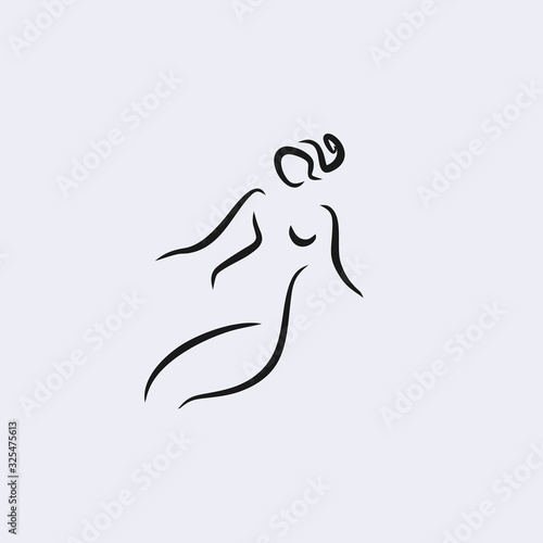 Aphrodite pose model logo design vector 