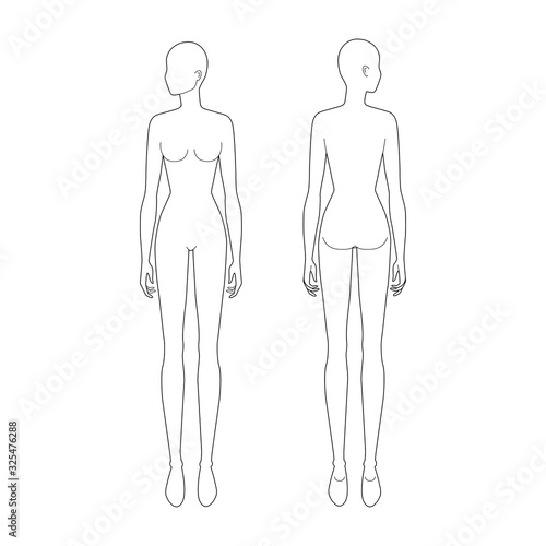 Fashion template of standing women. 