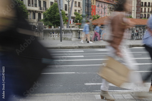 City ilfe in the downtown of Bilbao photo