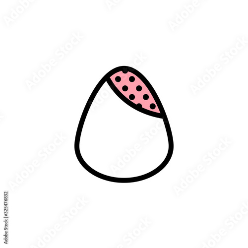 Vector icon smeary egg sponge with black stroke, pink fill and circles texture