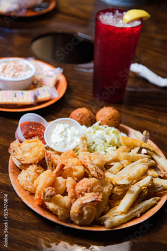 fried shrimp and coleslaw