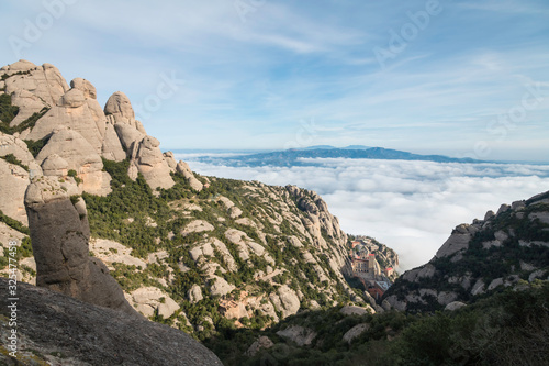 View from the top of the Montserrat Mountains and the Montserrat Monastery in the lower part © lduarte