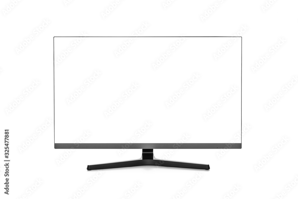 Computer monitor or LCD TV with a blank white screen isolated on a white background. Computer monitor or LCD TV with a blank white screen isolated on a white background.