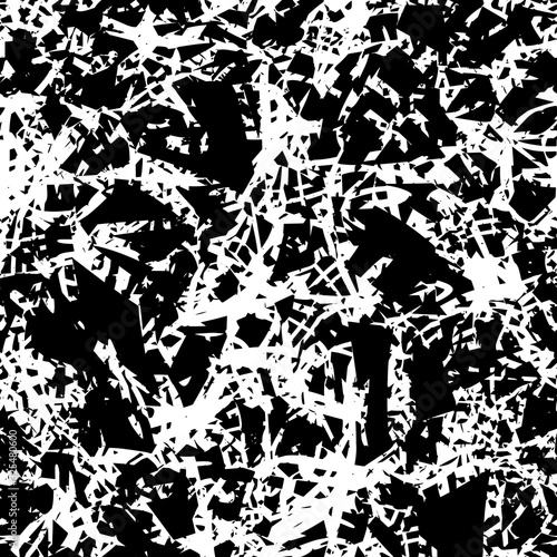 Black and white grunge texture. Chaotic monochrome background. Abstract vector surface
