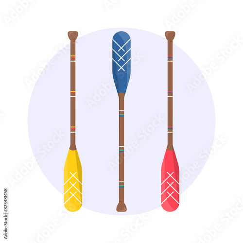 Set of cute oar paddle boat in cartoon