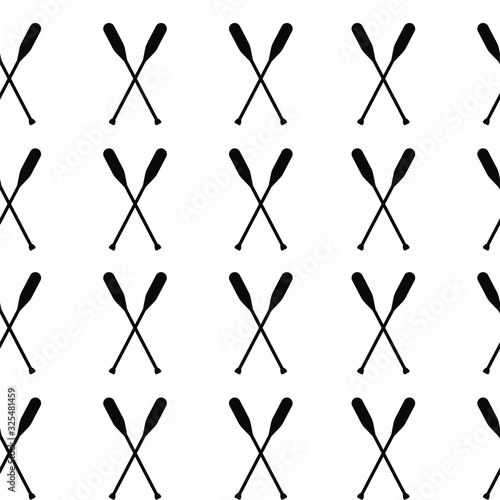 Seamless pattern with oars paddle silhouette