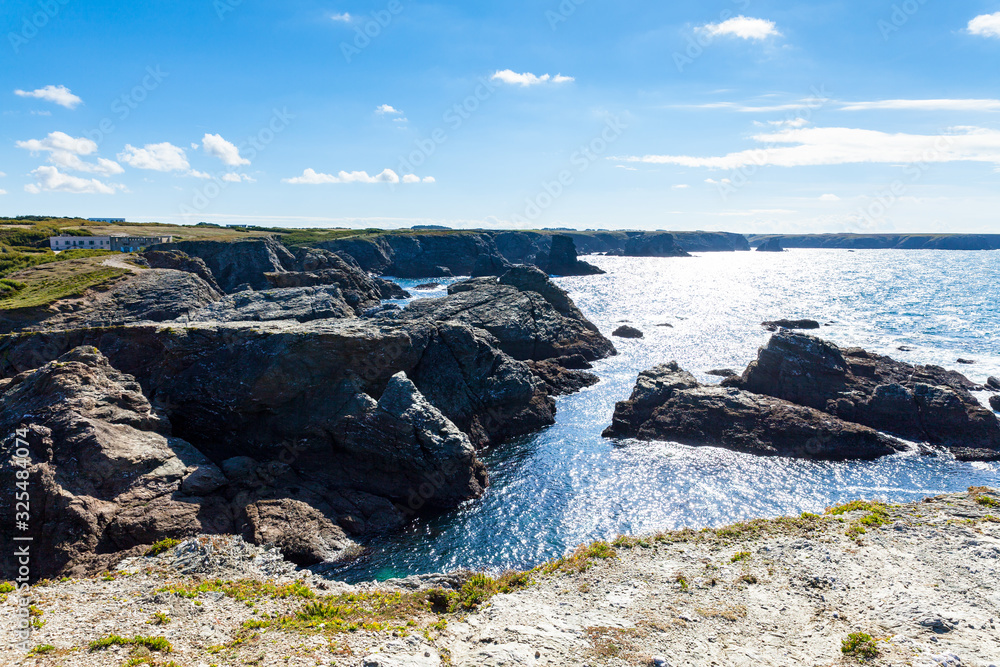 The rocks and cliffs in the ocean of the famous island Belle Ile en Mer in France