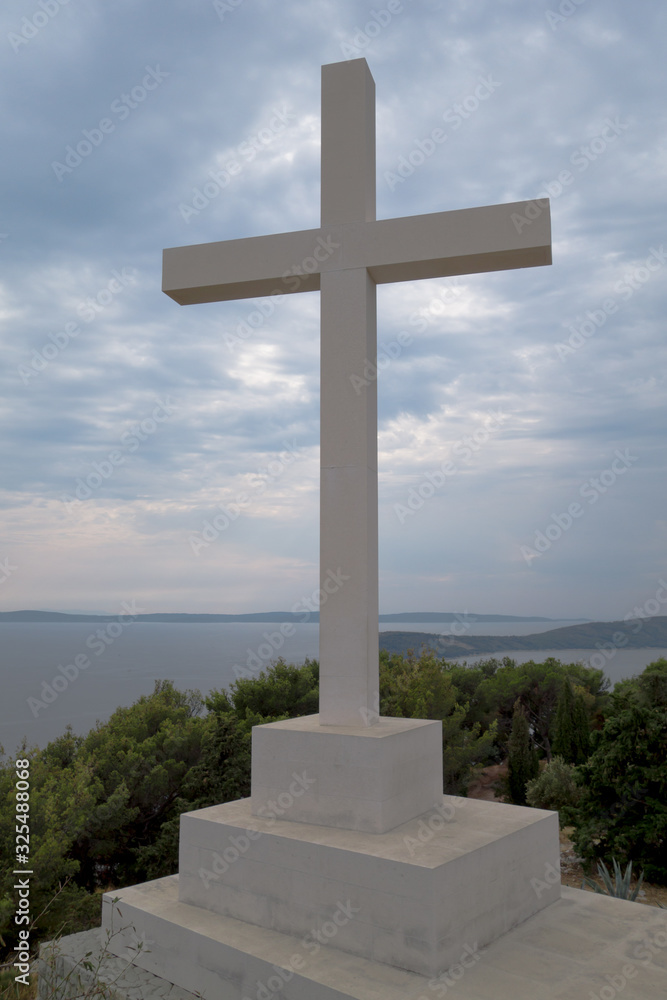 Big cross on top of Marjan Hill near Split, Croatia
