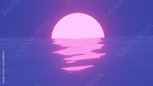 Fototapeta Naklejka Na Ścianę i Meble -  the sun sets over the sea. 3D illustration