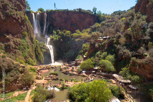 Fototapeta Naklejka Na Ścianę i Meble -  Rafts at Ourika water falls near Marrakesh in Morocco in summer