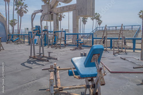 Old outdoor gym at Muscle Beach in Los Angeles