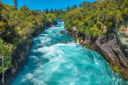 Huka Falls in sunlight, New Zealand