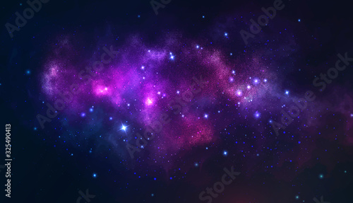 Fototapeta Naklejka Na Ścianę i Meble -  Vector cosmic illustration. Colorful space background with stars