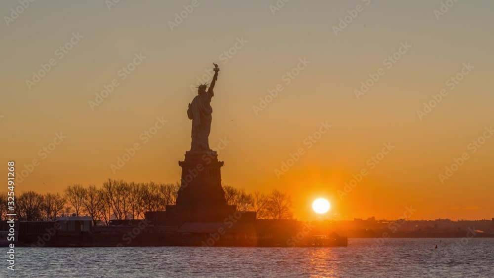 Statue of Liberty Sunrise Timelapse from Liberty State Park