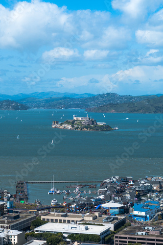 Alcatraz Island and Pier 39, San Francisco, California, USA