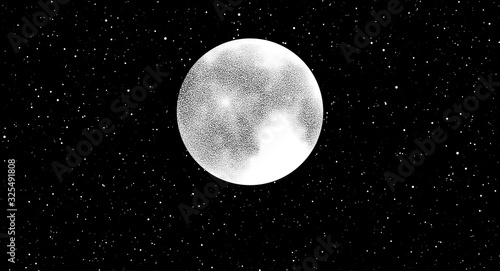 Full moon isolated on dark background. Magic vector elements