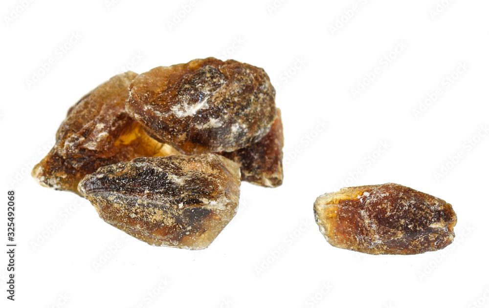 Crystals of candied sugar isolated on white background Crystals of candied sugar isolated on white background