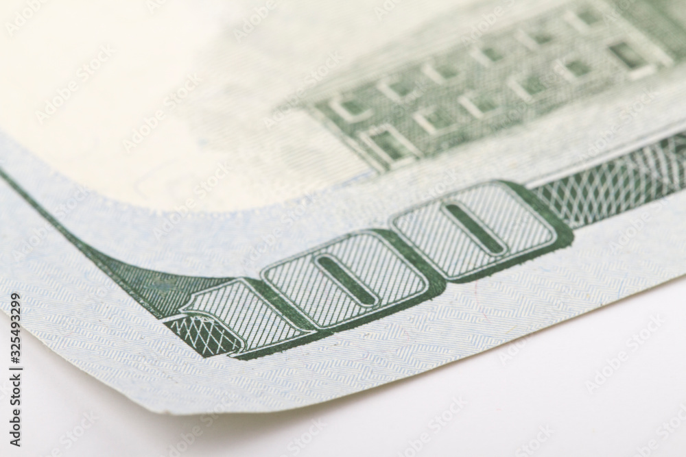 Obraz premium Macro close up of the US dollar bill.