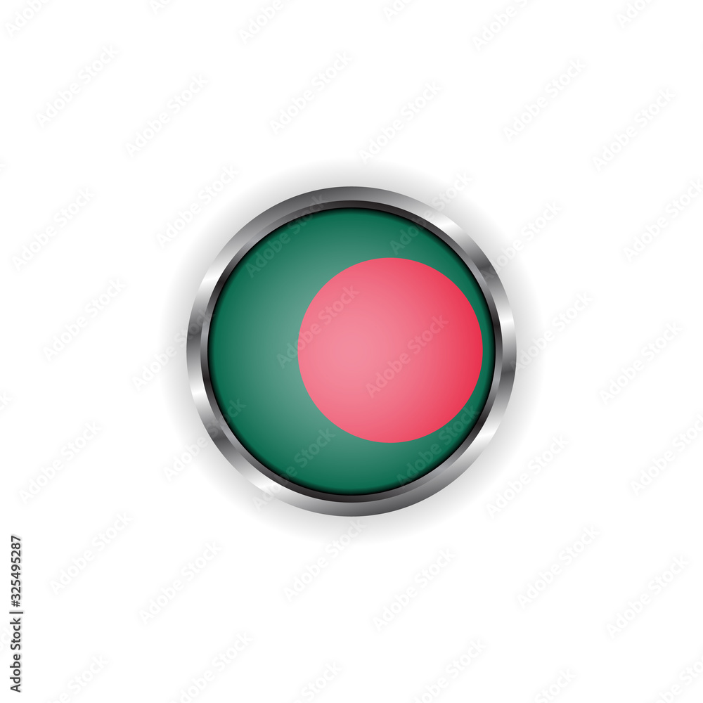 Abstract button with stylish metallic frame. Bangladesh flag vector illustration Abstract button with stylish metallic frame. Bangladesh flag vector illustration