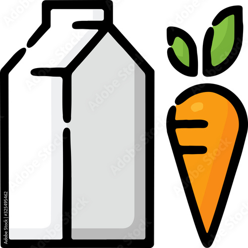 Lacto Vegetarian Milk Carrot Doodle Sketch Icon