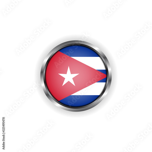 Free Download Abstract button with stylish metallic frame. Cuba flag vector illustration - GFXLoad