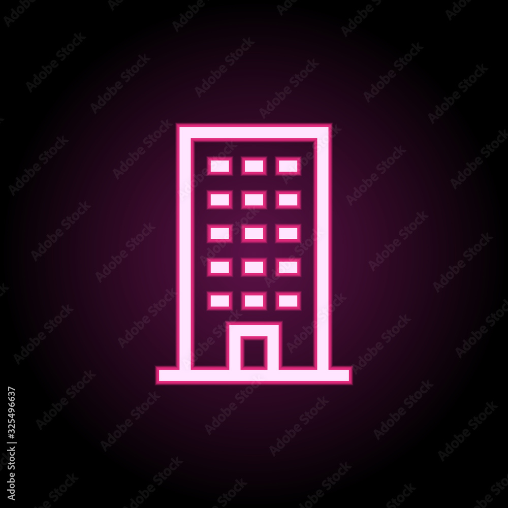 Building neon icon. Simple thin line, outline vector of building icons for ui and ux, website or mobile application Building neon icon. Simple thin line, outline vector of building icons for ui and ux, website or mobile application