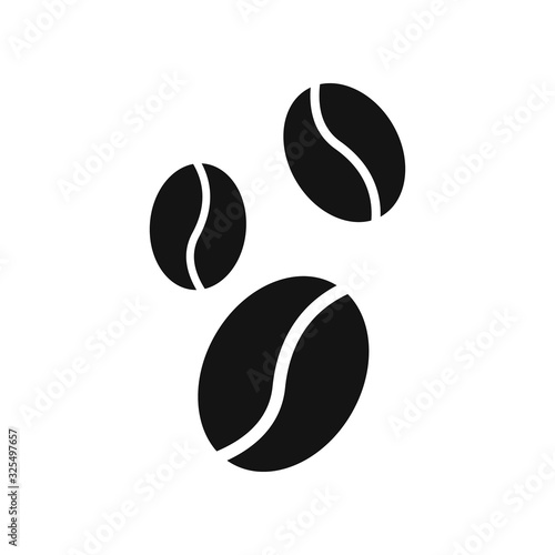 Coffee beans icon vector illustration. Coffee shop pictogram or logo with silhouette of the natural black coffee beans
