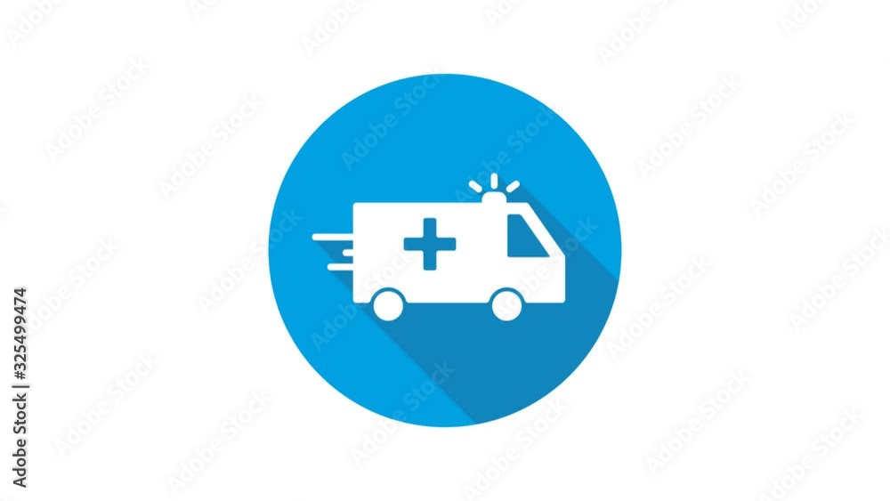 Blue motion graphic icon animation ambulance Blue motion graphic icon animation ambulance