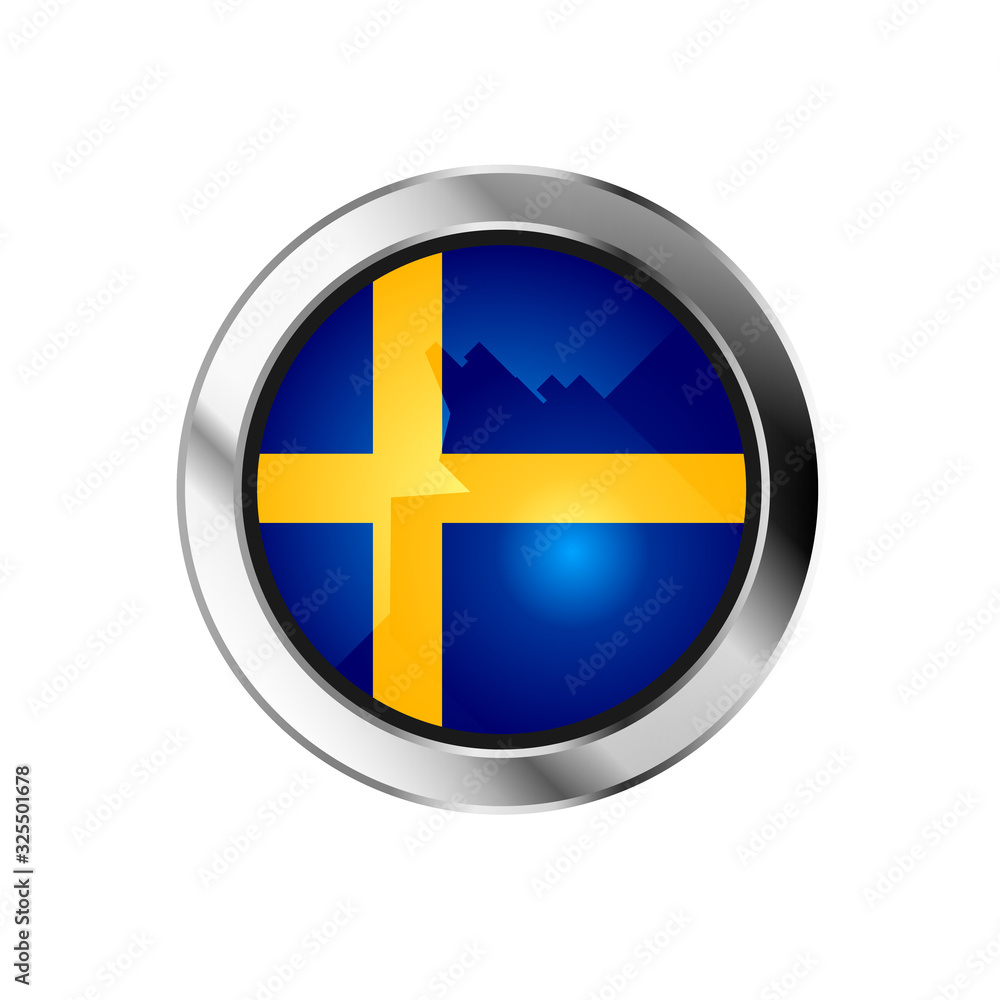 Web flag metal sphere button of sweden