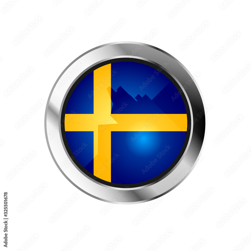 Web flag metal sphere button of sweden Web flag metal sphere button of sweden