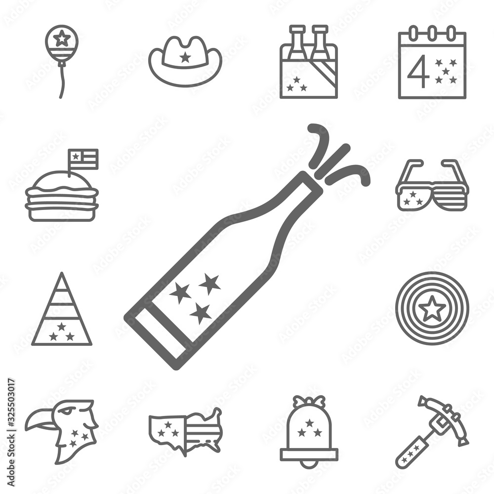 Fototapeta premium Champagne, USA icon. 4th of July icons universal set for web and mobile