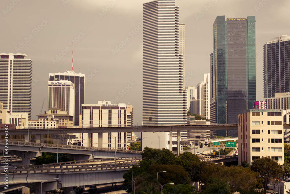 Skyscrapers in the business center of Miami.