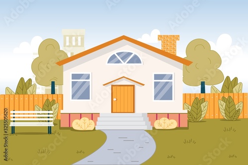 Suburb House Exterior in Working-Class Quarter
