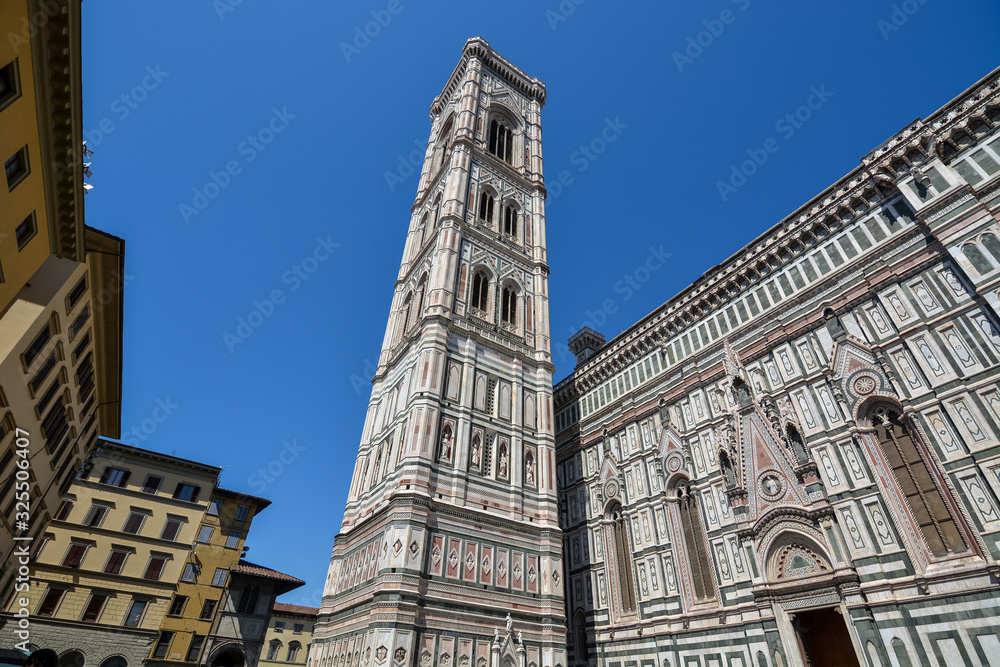 The tower Campanile de Giotto next to the cathedral in Florence