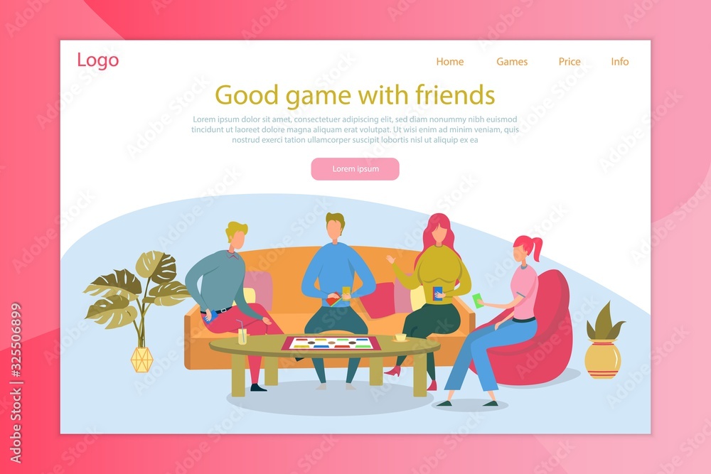 Board Game Playing Vector Landing Page Template Board Game Playing Vector Landing Page Template