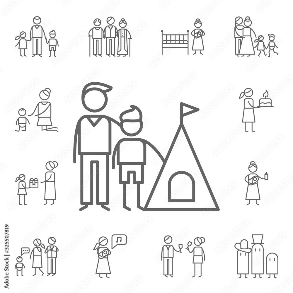 Camping, father, son icon. Family life icons universal set for web and mobile Camping, father, son icon. Family life icons universal set for web and mobile
