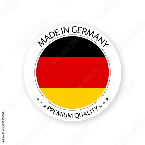 Modern vector Made in Germany label isolated on white background, simple sticker with German colors, premium quality stamp design, flag of Germany